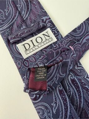 Dion Collection	Blue Purple Paisley Woven Jacquard 100% Italian Silk Made Canada